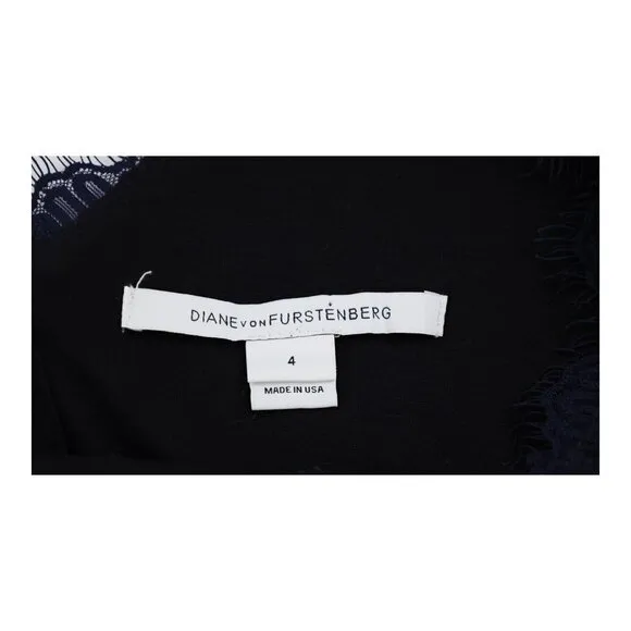 DIANE VON FURSTENBERG ZARITA Lace Sheath Dress Navy Blue