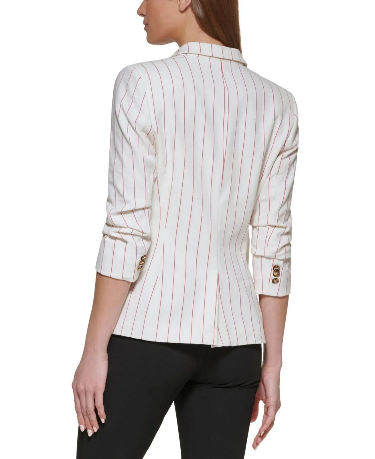 DKNY Womens Petite Striped One-Button Blazer XD2J5413