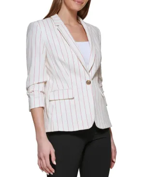 DKNY Womens Petite Striped One-Button Blazer XD2J5413
