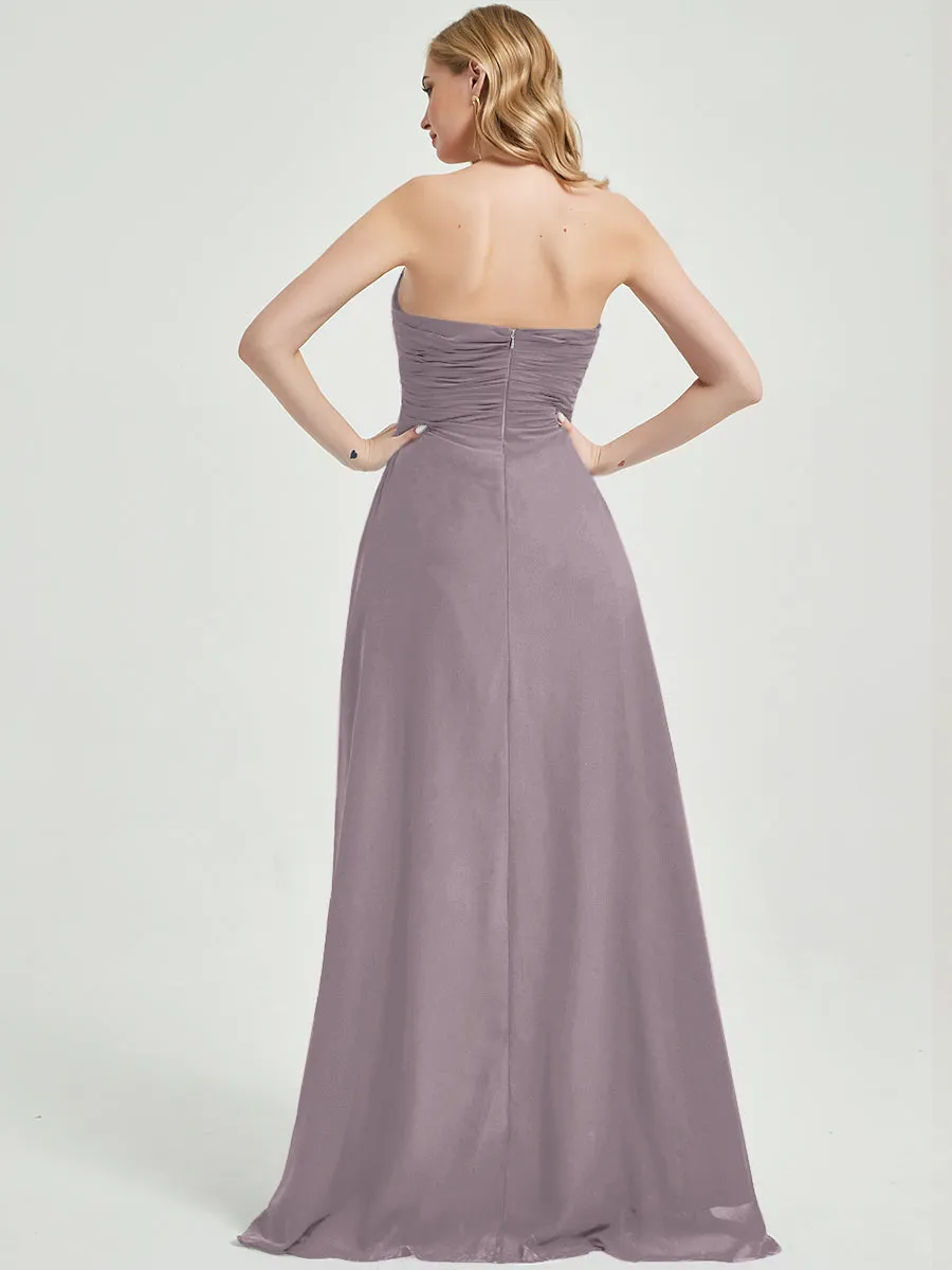 Dusk Strapless Floor-Length A-Line Empire Bridesmaid Dress with Slit