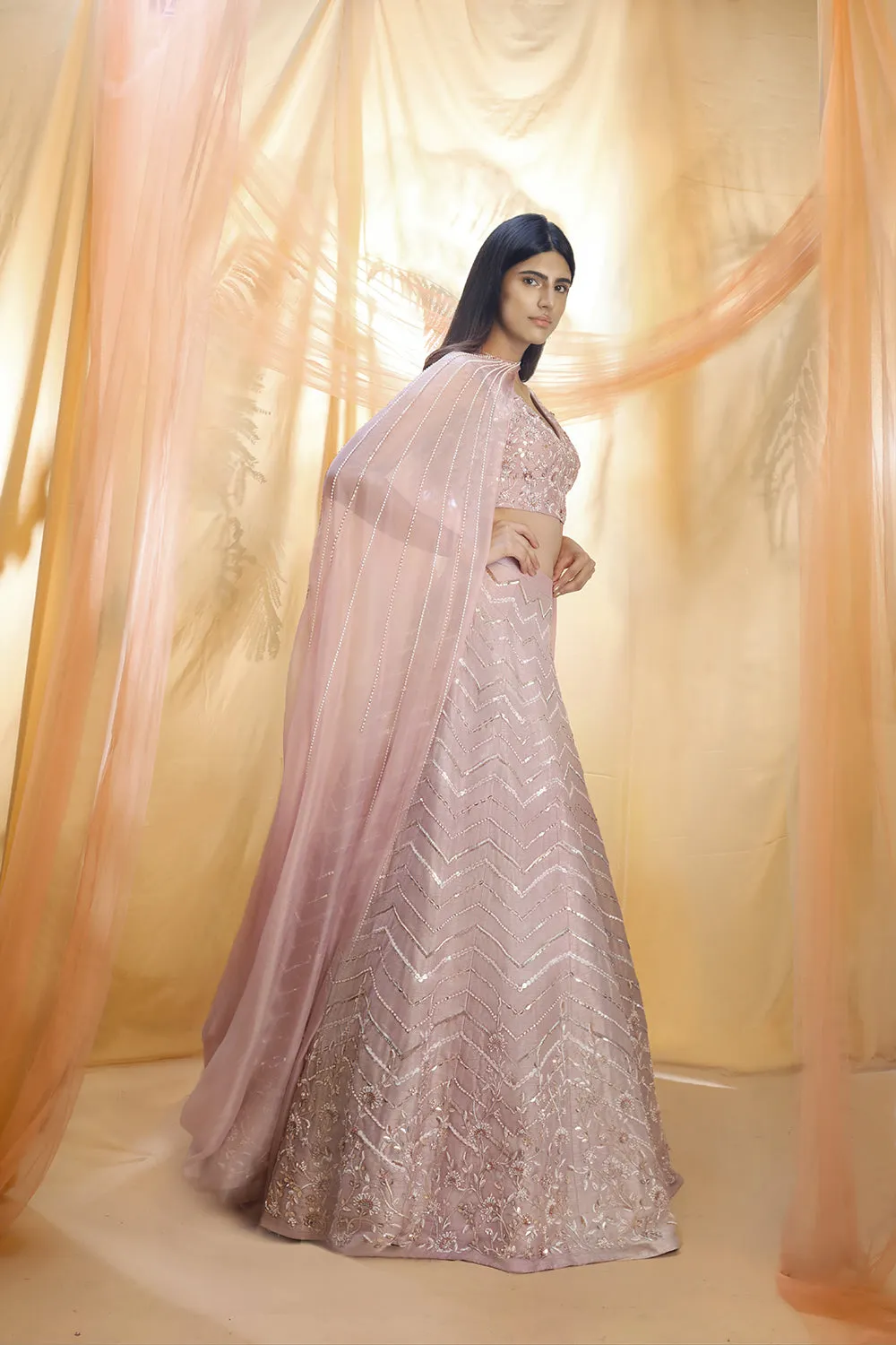 Dusted Lilac Drape Lehenga