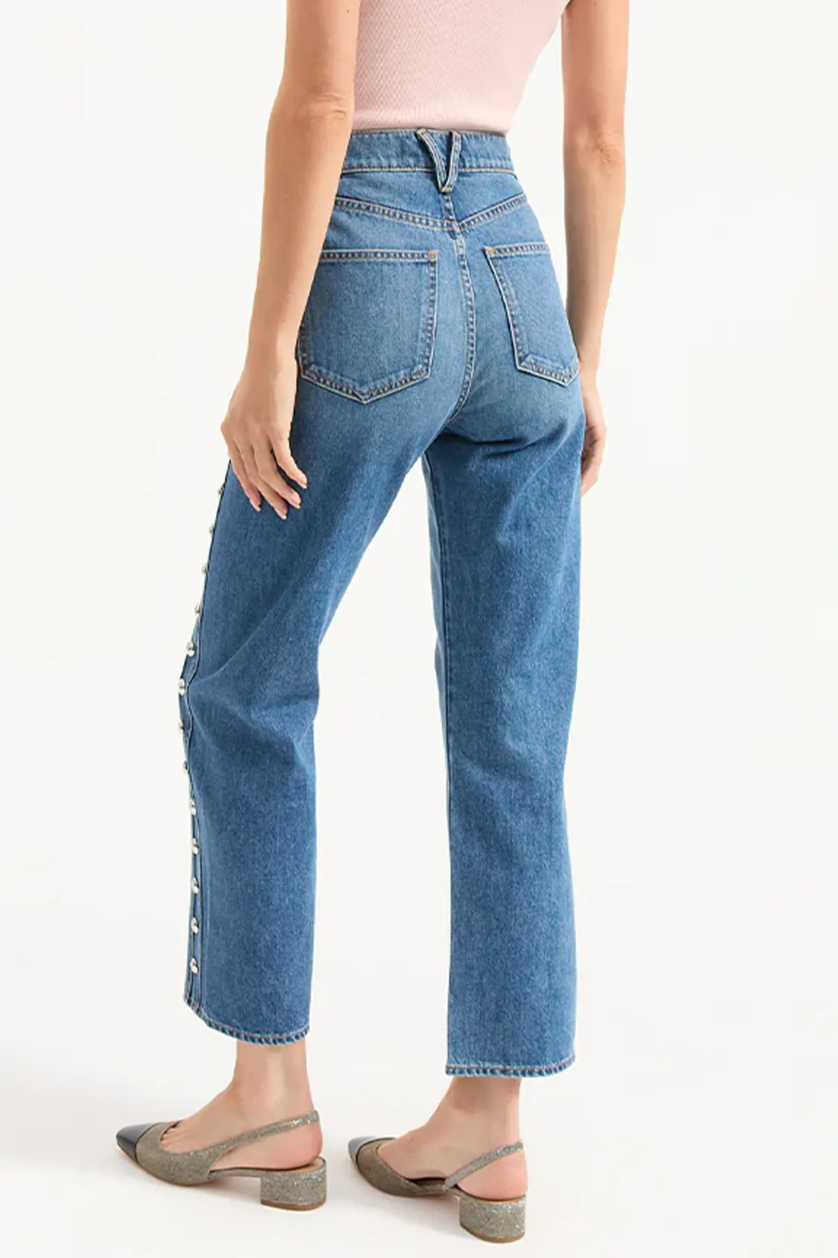Dylan Studded Straight-Leg Jean in Stoned Serendipity
