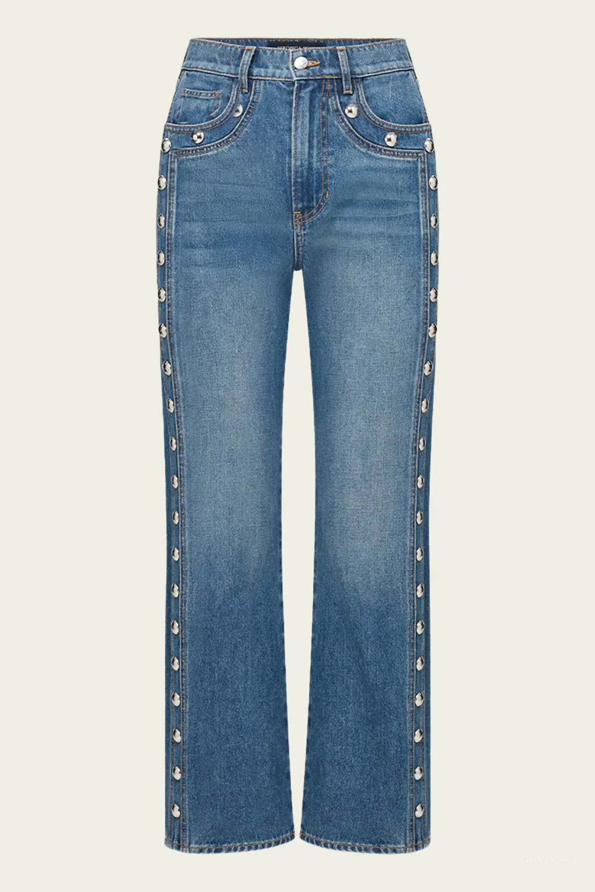Dylan Studded Straight-Leg Jean in Stoned Serendipity