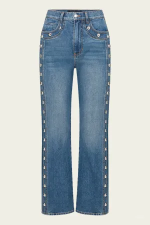 Dylan Studded Straight-Leg Jean in Stoned Serendipity