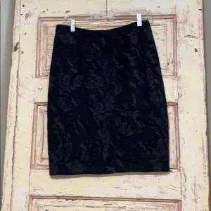 Eileen Fisher Black Floral Knit Pencil Skirt