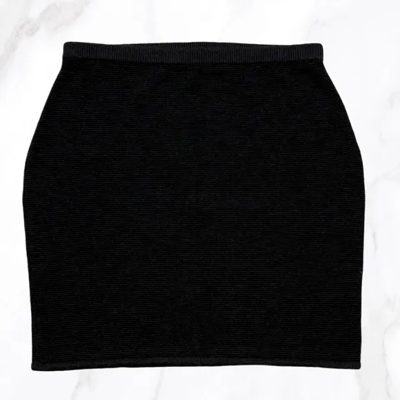 Eileen Fisher Charcoal Gray Knit‎ Wool Knee Length Skirt, Size M