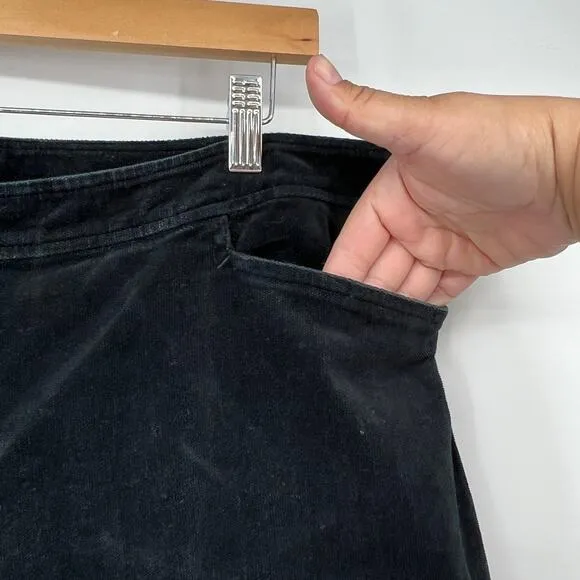 Eileen Fisher Curduroy Velvet Straight Leg Black Pants Women's L Zipper Closure