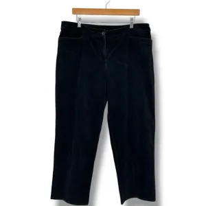 Eileen Fisher Curduroy Velvet Straight Leg Black Pants Women's L Zipper Closure
