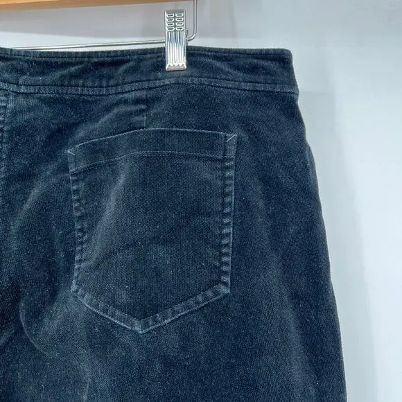 Eileen Fisher Curduroy Velvet Straight Leg Black Pants Women's L Zipper Closure