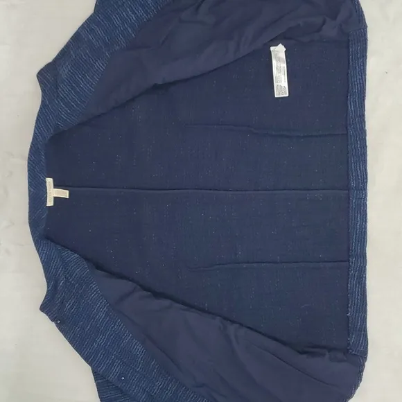 Eileen Fisher Mandarin Collar Textured Gauzy Cotton Snap Front Jacket Pockets M