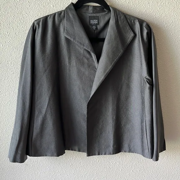 EILEEN FISHER Textured 100% Silk Blazer Jacket MP