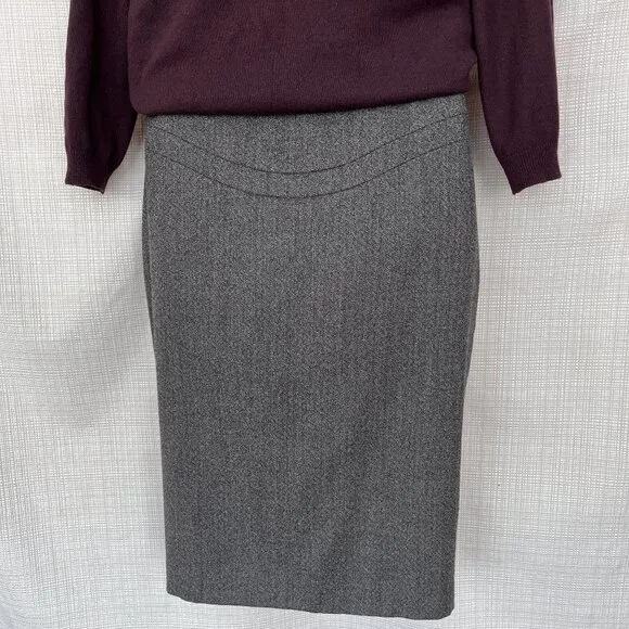 Elie Tahari Wool Tweed Pencil Skirt Wool Sophisticated Academia Brown Equestrian
