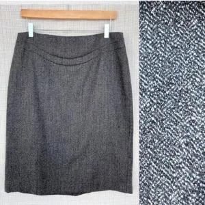 Elie Tahari Wool Tweed Pencil Skirt Wool Sophisticated Academia Brown Equestrian