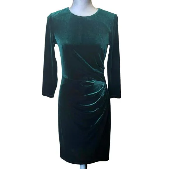 Eliza J Green Velvet Sheath Dress Size 6