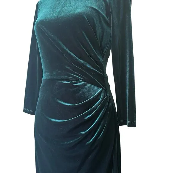 Eliza J Green Velvet Sheath Dress Size 6
