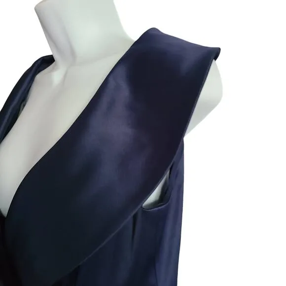 ELIZA J Ruched Front Deep V-Neck Midi Sheath Dress Navy Blue EJ0M9558 Women's 6