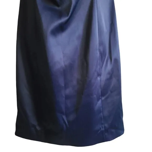 ELIZA J Ruched Front Deep V-Neck Midi Sheath Dress Navy Blue EJ0M9558 Women's 6