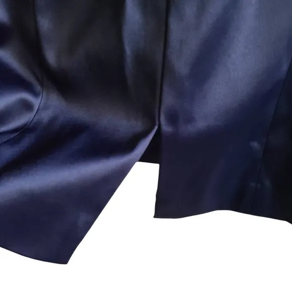 ELIZA J Ruched Front Deep V-Neck Midi Sheath Dress Navy Blue EJ0M9558 Women's 6