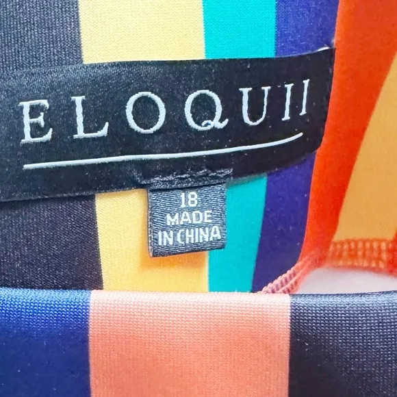 Eloquii Bright Stripes Neoprene Pencil Skirt