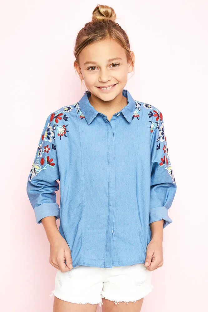 Embroidered Button Up Shirt
