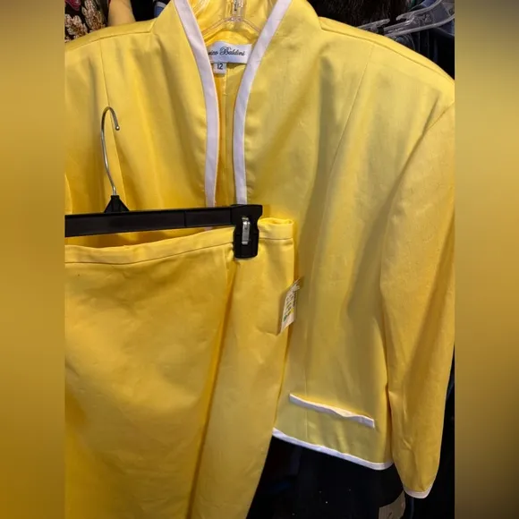 Enrico Baldini Yellow Blazer &amp; Skirt Set 12 NWT