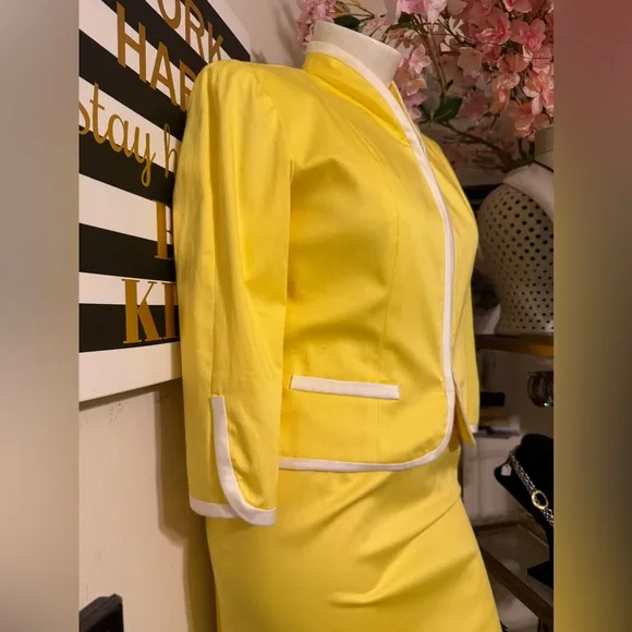 Enrico Baldini Yellow Blazer &amp; Skirt Set 12 NWT