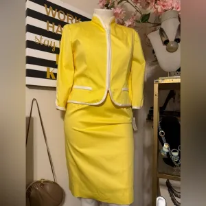 Enrico Baldini Yellow Blazer &amp; Skirt Set 12 NWT