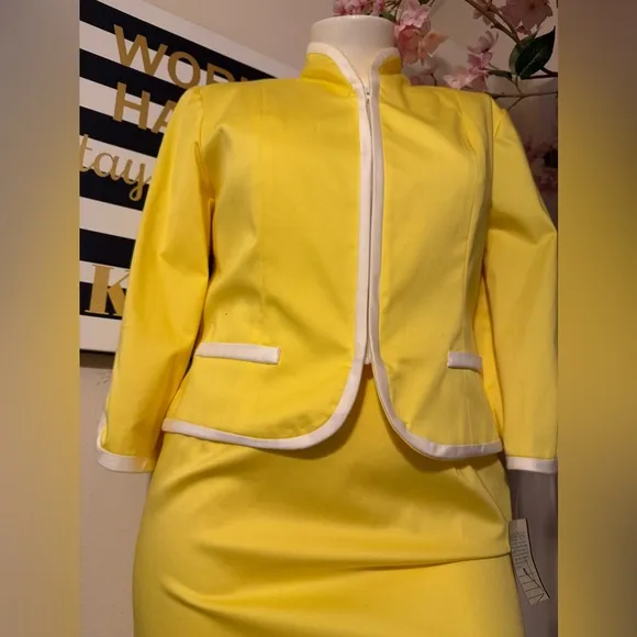 Enrico Baldini Yellow Blazer &amp; Skirt Set 12 NWT