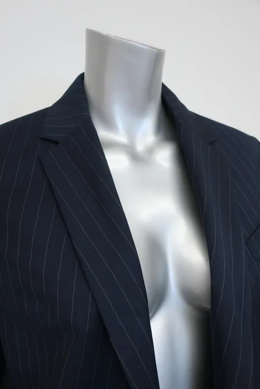 Equipment Blazer Jay Navy Pinstripe Wool Size 8 One-Button Jacket