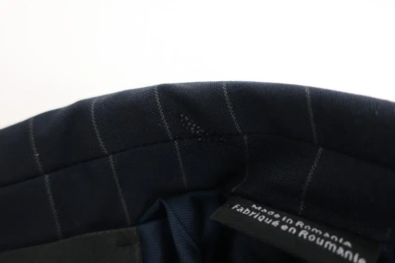 Equipment Blazer Jay Navy Pinstripe Wool Size 8 One-Button Jacket