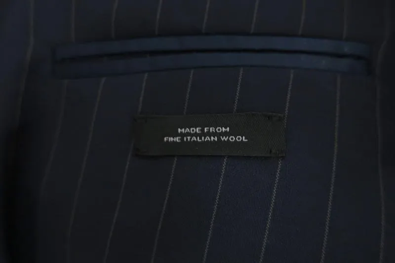 Equipment Blazer Jay Navy Pinstripe Wool Size 8 One-Button Jacket