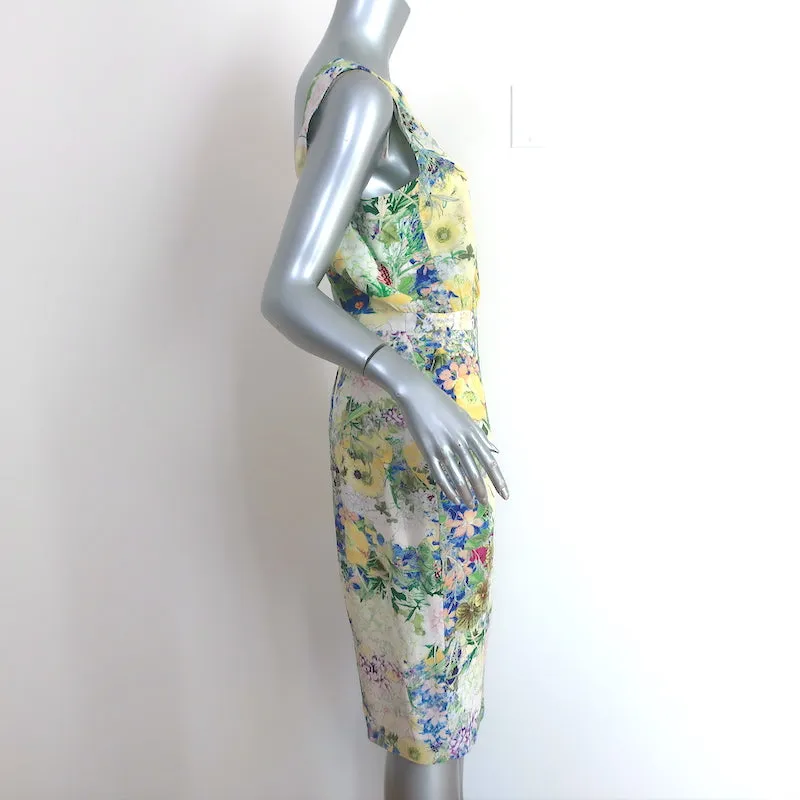 Erdem Sleeveless Sheath Dress Light Yellow/Multi Floral Print Silk Size US 8