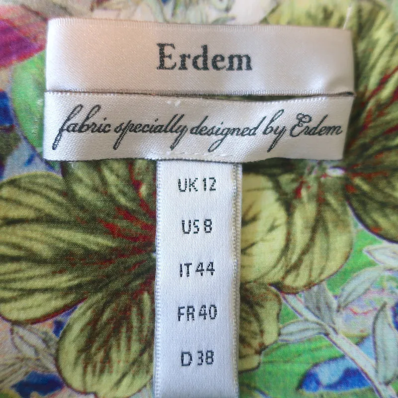 Erdem Sleeveless Sheath Dress Light Yellow/Multi Floral Print Silk Size US 8