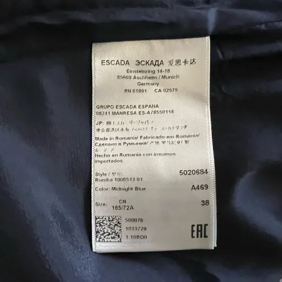 Escada Tweed Career Pencil Cut  Style Cotton Blend Lined Skirt size US M EU 38