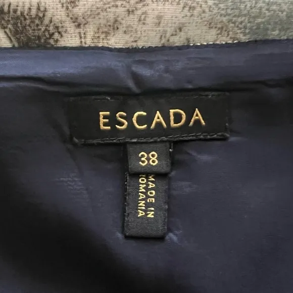 Escada Tweed Career Pencil Cut  Style Cotton Blend Lined Skirt size US M EU 38
