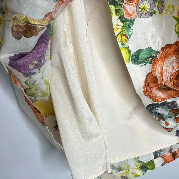 Esley Anthropologie Linen Floral Skirt S