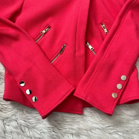 {Etcetera} Moto Blazer Knit Jacket in Coral - Women's 2