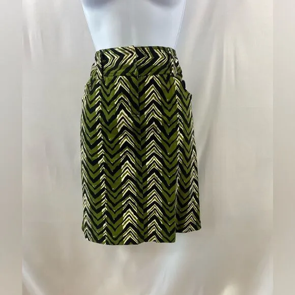 ETCETERA Chevron Print Olive Black Pencil Skirt