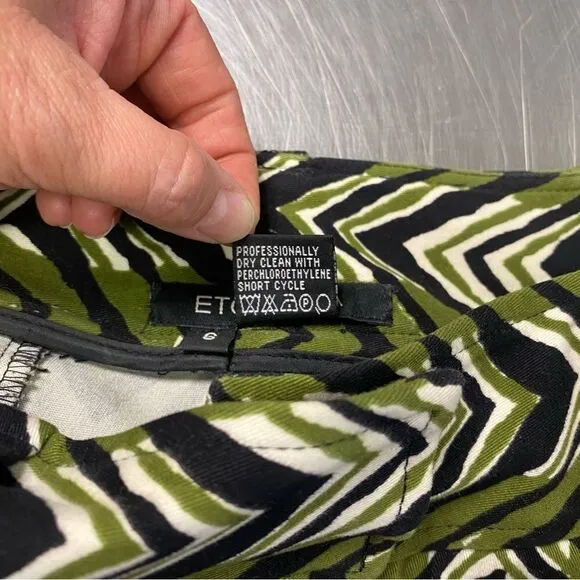ETCETERA Chevron Print Olive Black Pencil Skirt