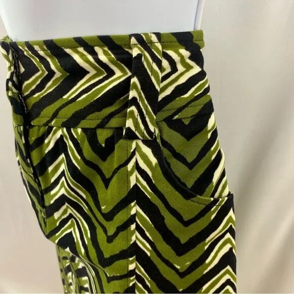 ETCETERA Chevron Print Olive Black Pencil Skirt