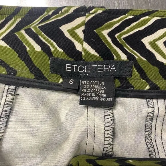 ETCETERA Chevron Print Olive Black Pencil Skirt