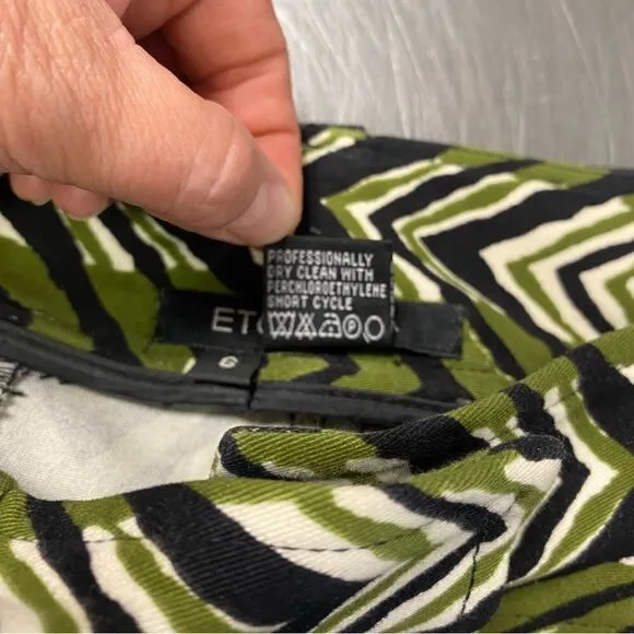 ETCETERA Chevron Print Olive Black Pencil Skirt