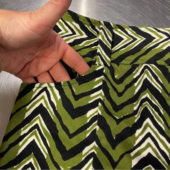 ETCETERA Chevron Print Olive Black Pencil Skirt