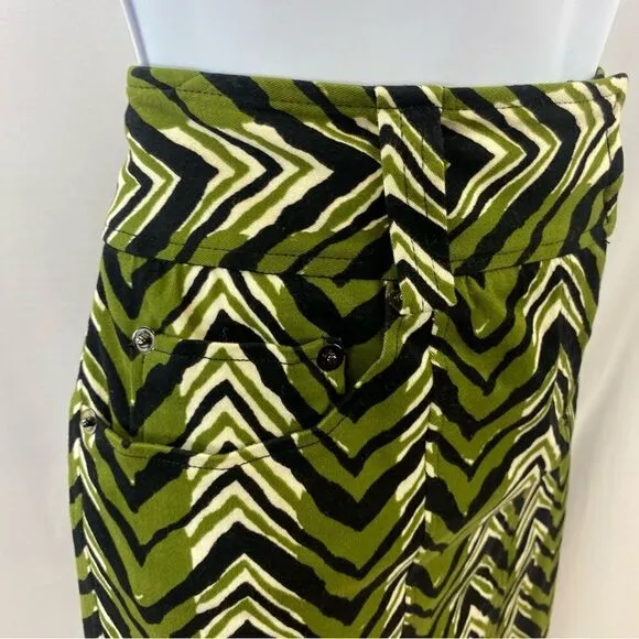 ETCETERA Chevron Print Olive Black Pencil Skirt