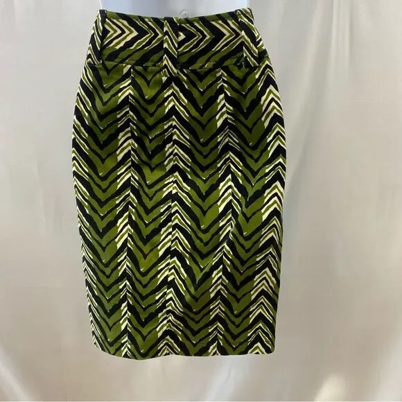 ETCETERA Chevron Print Olive Black Pencil Skirt