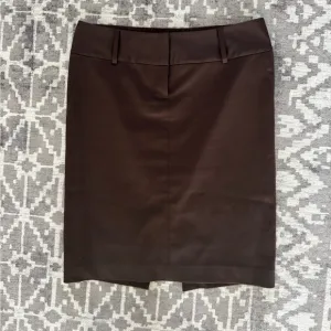 EUC Express Brown Pencil Skirt Lined Wide Waist Band Back Slit