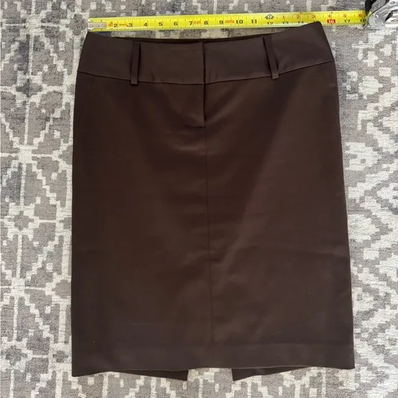 EUC Express Brown Pencil Skirt Lined Wide Waist Band Back Slit
