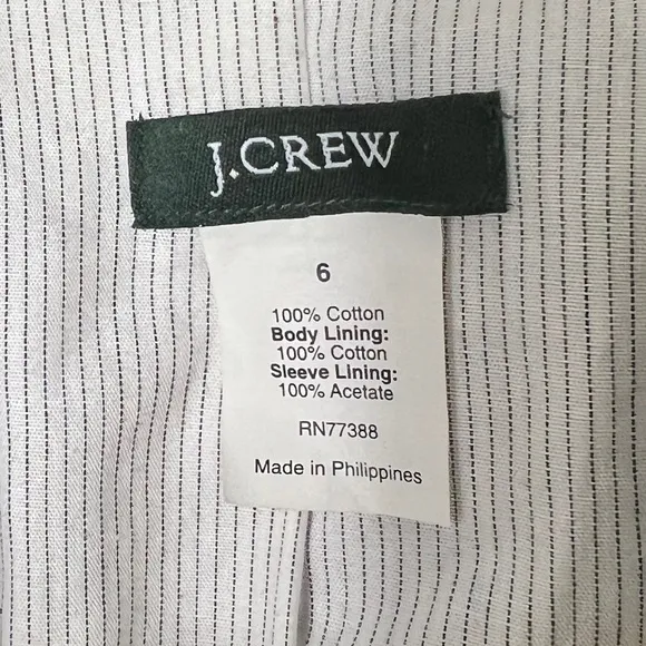 EUC J Crew Schoolboy Blazer Jacket Navy Cotton Ruffle White Trim  Size 6