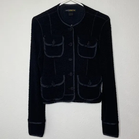 Eva Varro Jacket Blazer Size Medium Made In USA Black