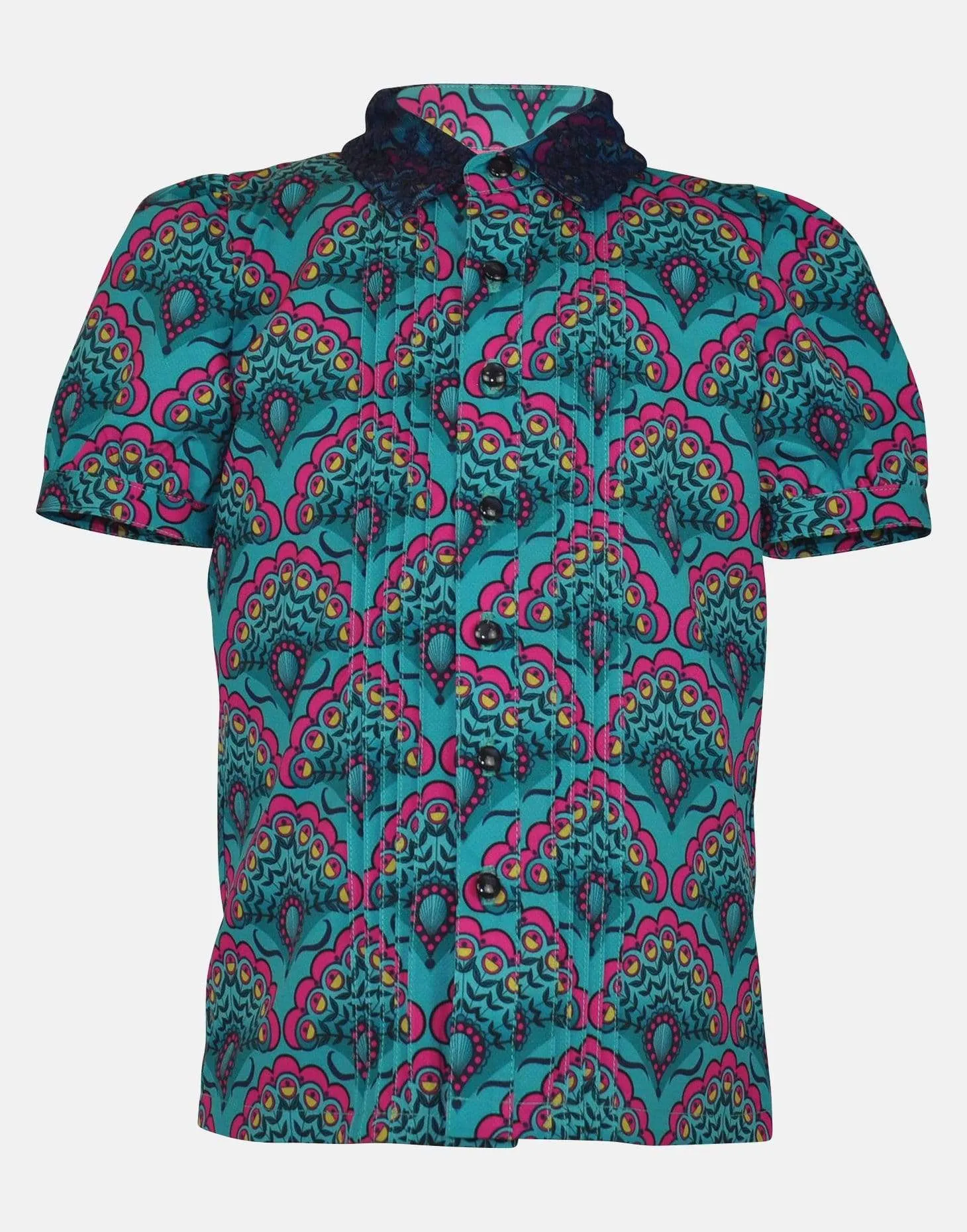 Evangeline : Emerald print blouse